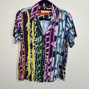 Jams World Honolulu Women's Colorful Print Button Up Top Medium